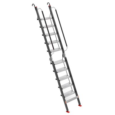 8 9 10 11 12 13 Feet Window Well Egress Ladder with Anti-Slip Wide Pedals, Caravans/ Truck Climbing/ Dorm Ladder for Lofted Bed, Folding Emergency Escape Ladder Basement Safety(Black,10 Step-9.6')