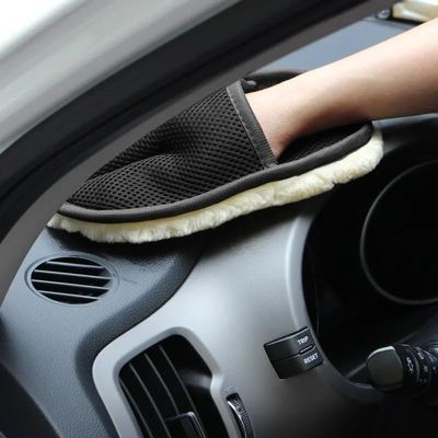 Lagnlnaoy Car Washing Imitation Wool Gloves Thickened Plush Car Wiping Gloves Waxing Polishing Car Cleaning Products