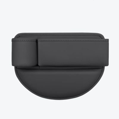 LHLUSA Car Seat Gap Filler Organizer for Infiniti SUV QX80/QX70/QX60/QX55/QX30/Q30/JX/EX/FX/QX SUV, with Cup Holder Adjustable Car Seat Storage Box Leather Material,Black-Driver's seat