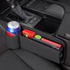 LHLUSA Car Seat Gap Filler Organizer for Infiniti SUV QX80/QX70/QX60/QX55/QX30/Q30/JX/EX/FX/QX SUV, with Cup Holder Adjustable Car Seat Storage Box Leather Material,Black-Driver's seat view 3
