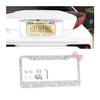 Sandfren Bling Car License Plate Frame for Women, Stainless Steel Bow Tie Sparkly Rhinestone Diamond Auto Frame with Mounting Kit, Glitter Crystal License Plate Cover, Universal Fit (White/Pink Bow) view 1