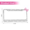 Sandfren Bling Car License Plate Frame for Women, Stainless Steel Bow Tie Sparkly Rhinestone Diamond Auto Frame with Mounting Kit, Glitter Crystal License Plate Cover, Universal Fit (White/Pink Bow) view 2