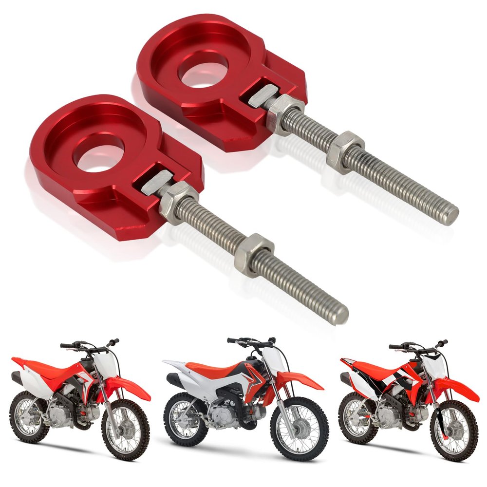 USTPO Motorcycle 2pcs 12mm Chain Adjuster Tensioner Swingarm Spool Tensioner Tension Adjuster CNC Universal for CRF 110 CRF110 CRF110F CRF110F 2013-2025 Dirt Pit Bike Red