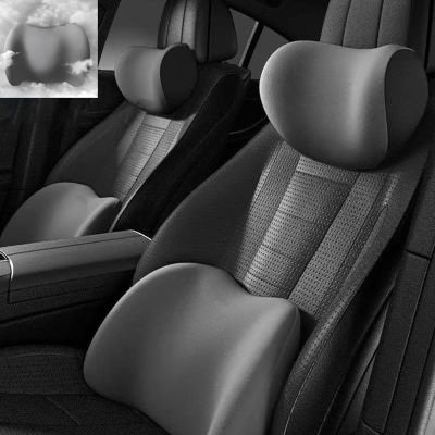 LUXKHEXL Car Headrest & Lumbar Support Cushion for Mercedes Benz GLC 200 220 250 300 350, Ergonomic Automotive Seat Neck Pillow Lumbar Backrest Pad Neck Back Pain Relief Detachable Washable, Gray