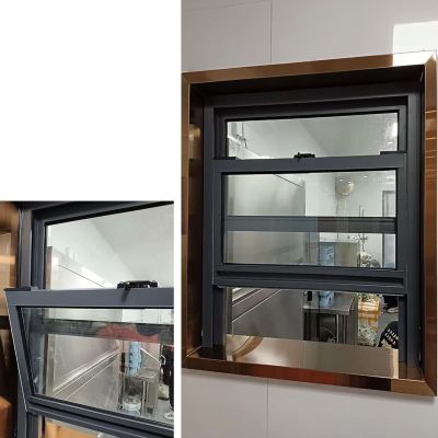 Bottomless Frame Windows Vertical Sliding Window, Secure Lockable House Windows Aluminum, Tempered Glass Replacement Window for Outdoor Indoor Commercial(Gray,WxH 22x36 in)