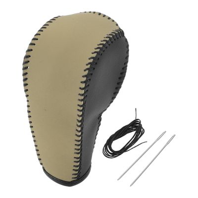 TUCKBOLD Anti-Slip Gear Shift Knob Cover Car Stick Shifting Handle Protector for Ford Edge 2011-2014 Beige Faux Leather