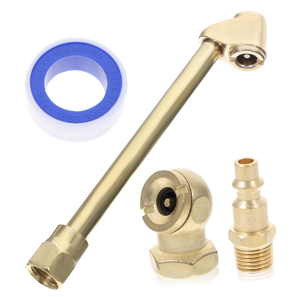 Holibanna 1Set Brass Air Chuck Set Tire Inflator Attachments with Adapter and Tape for Air Compressor Durable Air Hose Fittings for Tire Inflation Heavy Duty Design for