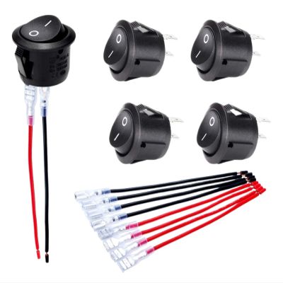 RBFRZGSU 5PCS Round Rocker Switch ON Off SPST 20mm Mini Toggle Switch 12V for Car Automotive RV 2 Pin Switch 120V Wired KCD1