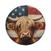 CSIVKEJ American Flag Highland Cow Print Spare Tire Cover Dust-Proof Wheel Tire Cover Fit Jeep,Trailer, Rv, SUV and Many Vehicle 17 Inch view 2