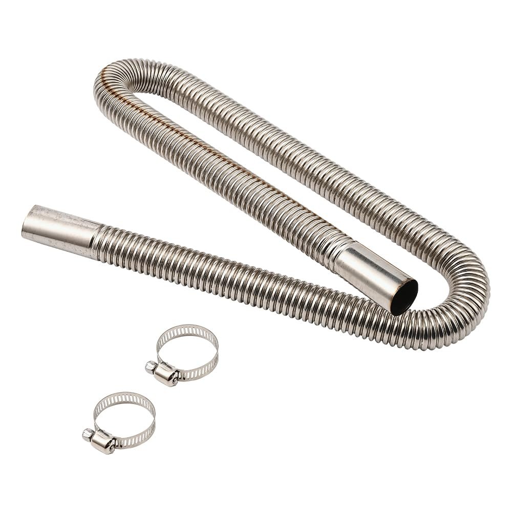 XhuangTech Stainless Steel Parking Air Heater Exhaust Pipe, 2.5CM/1 Inch Inner Diameter Universal Diesel Gas Vent Hose, Air Heater Fuel Tank Exhaust Pipe for Car Truck RV Boat Van (100cm/39.4in)