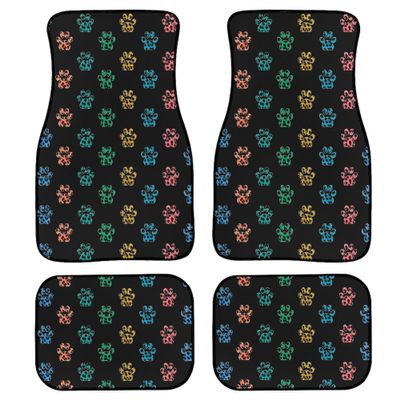 Quelytytrip Colorful Dog Paws Print Auto Carpet Car Floor Mats Full Set,Front and Rear Liners Car Mats,Universal Fit for Cars,SUVs,Sedan,Truck,or Van