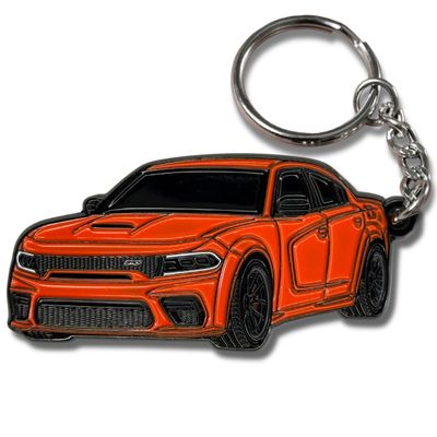 FOUR WHEEL BEAST DODGE Charger Keychain - Officially Licensed - Accessories SRT Toy Car Metal Cool Car Key Chain Gift (Go Mango)