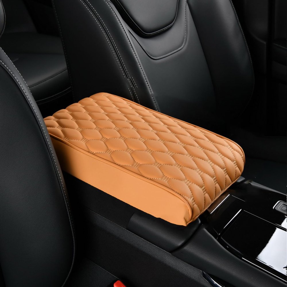 XYBXY Automobile Armrest Covers for SsangYong Korando/Musso/Rexton/Torres/Actyon/Chairman, Center Console Armrest Box Booster Cushion, Auto Console Pad, Interior Accessories,E-Yellow