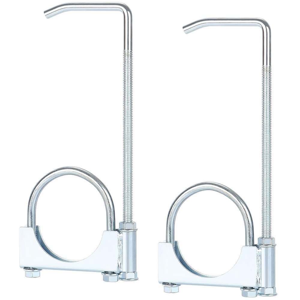 2PCS Exhaust Clamp with Hanger, Heavy Duty Zinc Alloy Universal Muffler Pipe Clamp, Corrosion Resistant and Adjustable (2.5 inches)