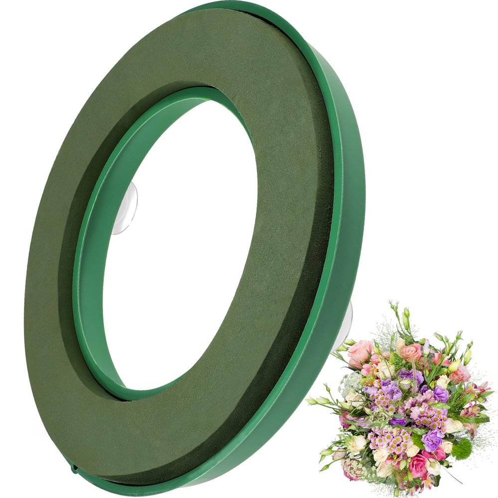 VICASKY Wedding Car Floral Holder with Suction Cup, 11.81 x 11.81 x 1.57 Inch, Green Plastic Flower Base