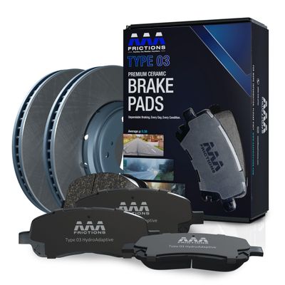 AAA Frictions Front Brake Kit for INFINITI G35 2005-2008, Type 03 Hydro Adaptive Brake Pads with SC Type Semi-Coated Rotors
