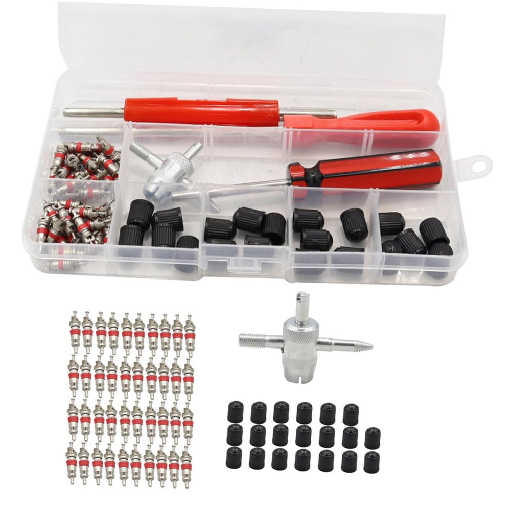 Tire Valve Core Remover Tool Kit, 40 Pcs Replacement Cores, Zinc Alloy
