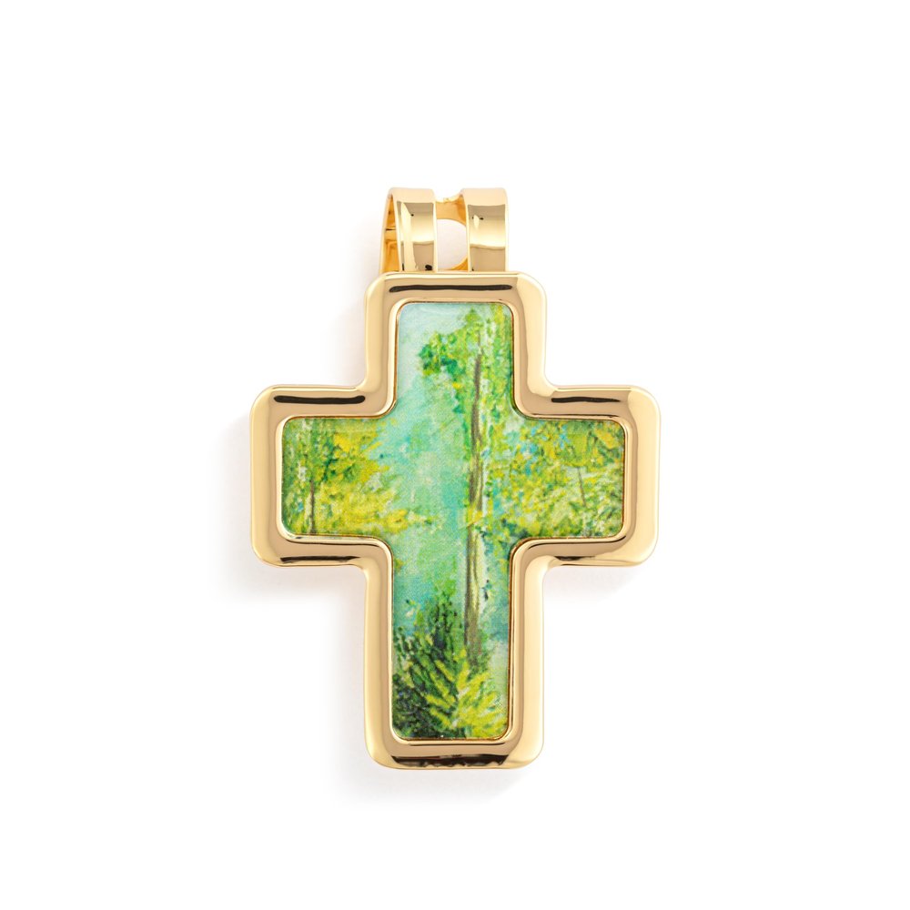 DEMDACO Decorative Automotive Car Visor Clip Accessory from Artful Crosses Fashion Collection 1.5 x 2 Inches Metal Faith Forest Cross