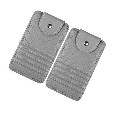 Luxshiny 2Pcs Visor Organizer Clip Multifunctional Eyeglass Holder for Sunglasses Cards and Tickets Easy Access PU Storage for Auto Interior Accessories Grey