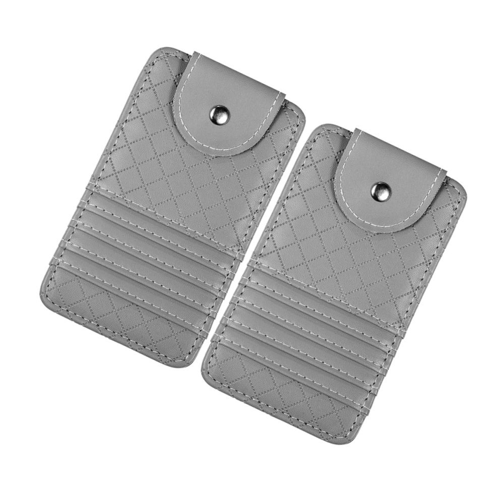 Luxshiny 2Pcs Visor Organizer Clip Multifunctional Eyeglass Holder for Sunglasses Cards and Tickets Easy Access PU Storage for Auto Interior Accessories Grey