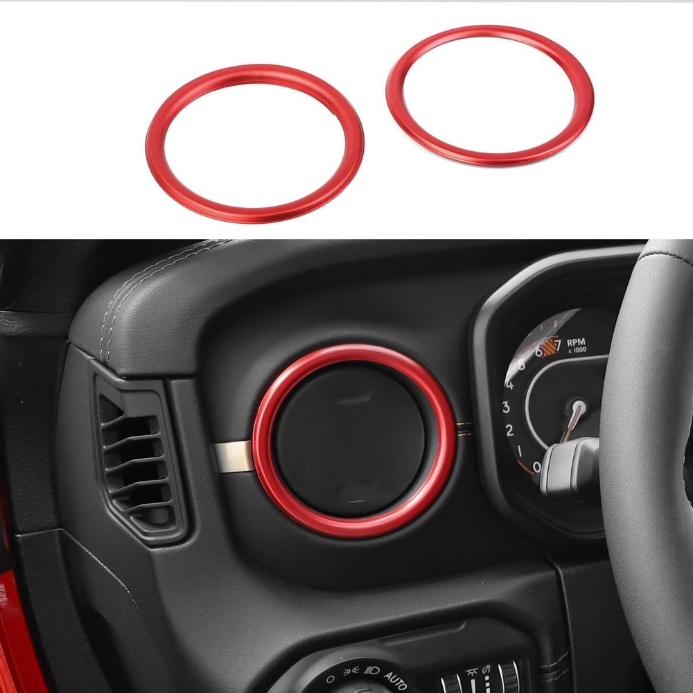 Edinstry Dash Air Vent Outlet Trim Cover Compatible with Jeep Wrangler JL JLU & Gladiator JT 4xe 2024-2025, Red Alloy Air Conditioning Vent Frame Interior Accessories, 2PCS
