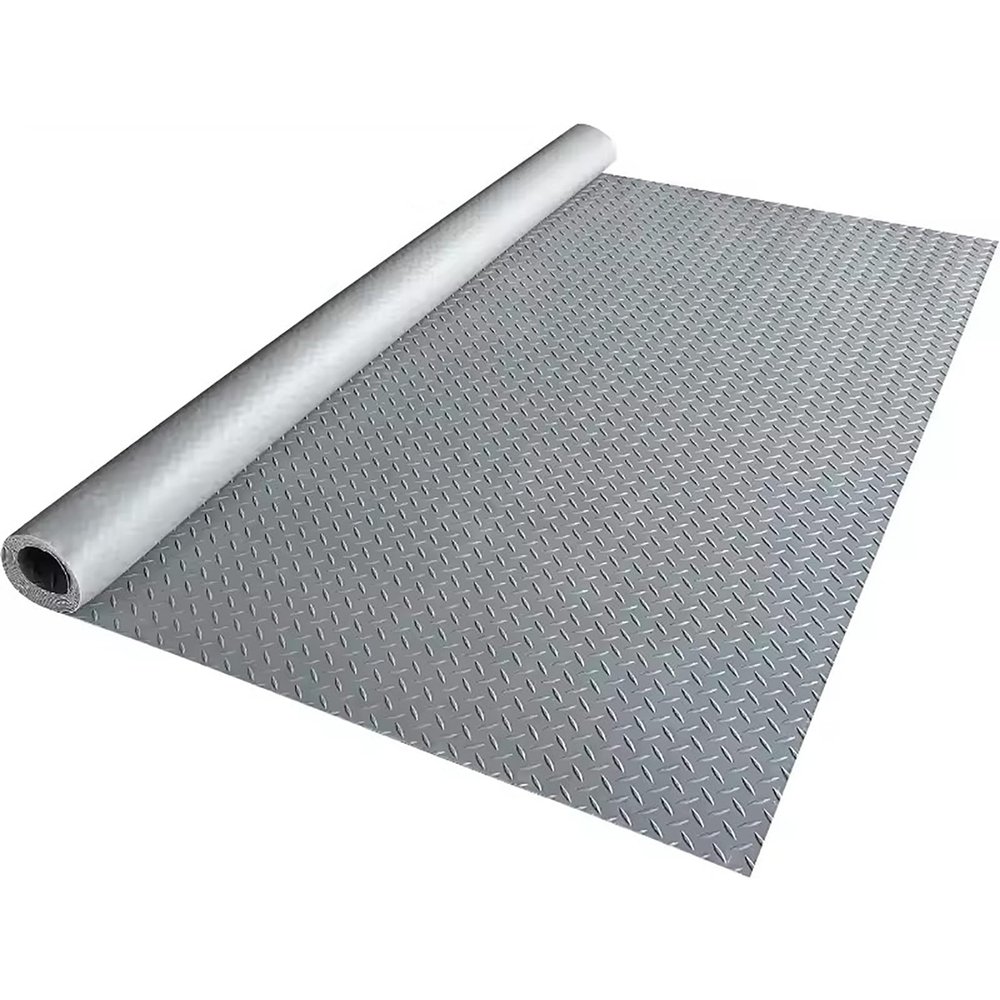 Garage Floor Mat, 1.5mm Thickened Flooring Roll for Under Car, Diamond Plate PVC Rubber Motorcycle Mat, Non-Slip Floor Protector for Garage Warehouse Trailer,Gray,1.5x7m