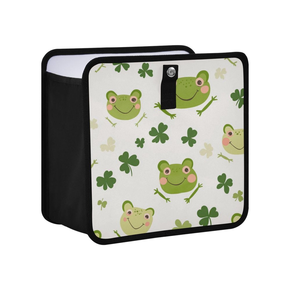 Tatenale Green Clover Frog Car Trash Can Foldable Hanging Waterproof Medium Automotive Garbage Cans Trash Bin Storage Bag Car Dustbin Organizer Accessories Large 11x11x5.9