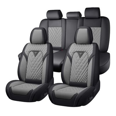 JXTH Fit for Toyota Prius Seat Covers 2001-2026, Nappa Leather, 360 Full Protection, Thick Padding & Memory Foam, Waterproof & Stain-Resistant Car Seat Cover (Standard 5 Seats,Black&Gray)