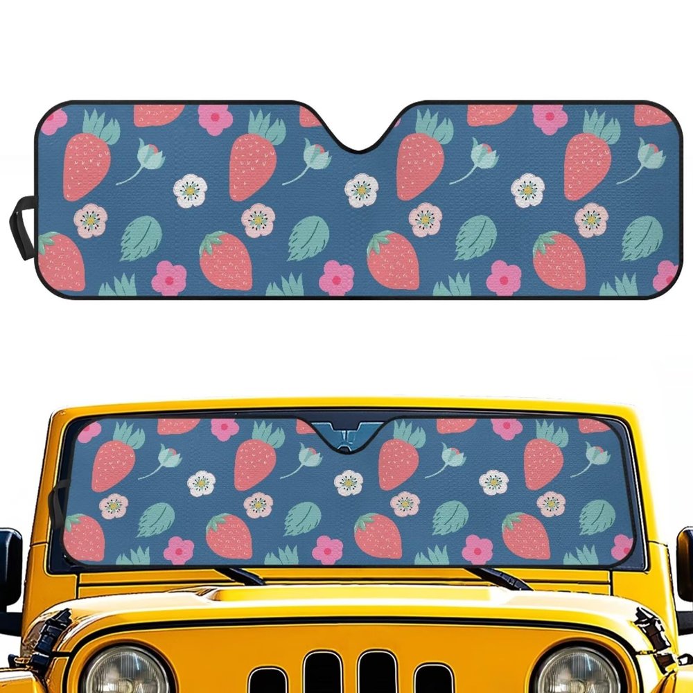 TSVAGA Car Windshield Sun Shade Compatible with Wrangler JK JKU TJ, Thickened Windshield Sunshades Blocks UV Rays and Keep Interior Cool, Carrot Blue