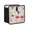 Tatenale Poppy Flowers and Hummingbirds Beige Car Trash Can Foldable Hanging Waterproof Medium Automotive Garbage Cans Trash Bin Storage Bag Car Dustbin Organizer Accessories Large 11x11x5.9 view 1