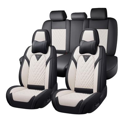 JXTH Fit for Jeep Wrangler Seat Covers 2000-2026, Nappa Leather, 360 Full Protection, Thick Padding & Memory Foam, Waterproof & Stain-Resistant Car Seat Cover (Luxury 5 Seats,Cream White)