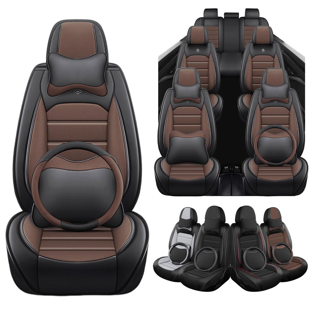 Seat Covers Fit for Cadillac Escalade 2000-2026, Full Set Black Coffee