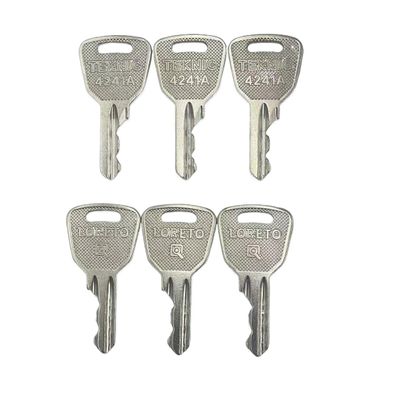 6Pcs 4241A Ignition Keys with Loreto Logo, Silver Metal - for Haulotte, Ronis, JLG Lifts Part #2440306540
