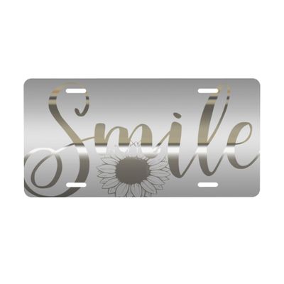 Grey Orange Smile License Plate Car Front License Plates with 4 Holes Funny Aluminum Metal for Car Accessory Novelty Vanity Tag for Us Canada License Plate Men Women Made in USA 6 * 12 in