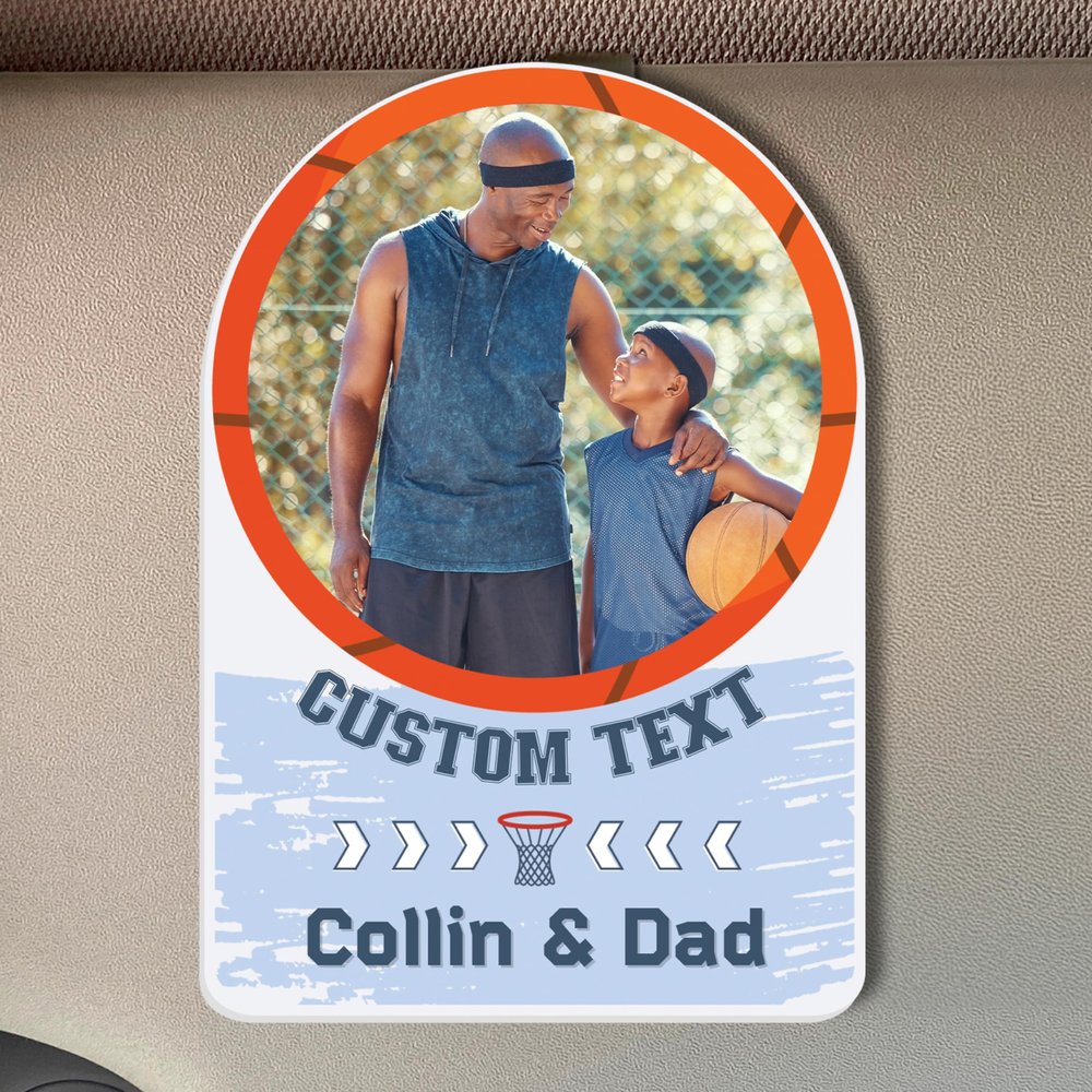 Custom Photo Car Visor Clip, Text & Names, 14 Designs, Personalized Gifts for Fathers Day, Custom Gift for Dad, Birthday Present for Dads - Best Dad Ever, Basketball Gifts for Dad D11