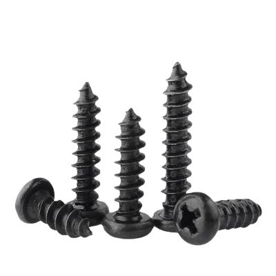 50/100 Self-Tapping Wood Screws M1 M1.2 M1.4 M1.7 M2 M2.3 M2.6 M3 M3.5 M4 Black Mini Cross Recessed Round Head Screws(10mm,M2.6 x 100Pieces)