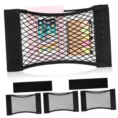 MAGICLULU 4pcs Adhesive Mesh Storage Net for Car Trunk Elastic Cargo Net Pouch Organizer for SUV and Truck Sturdy Rear Storage Solution for Camping and Travel