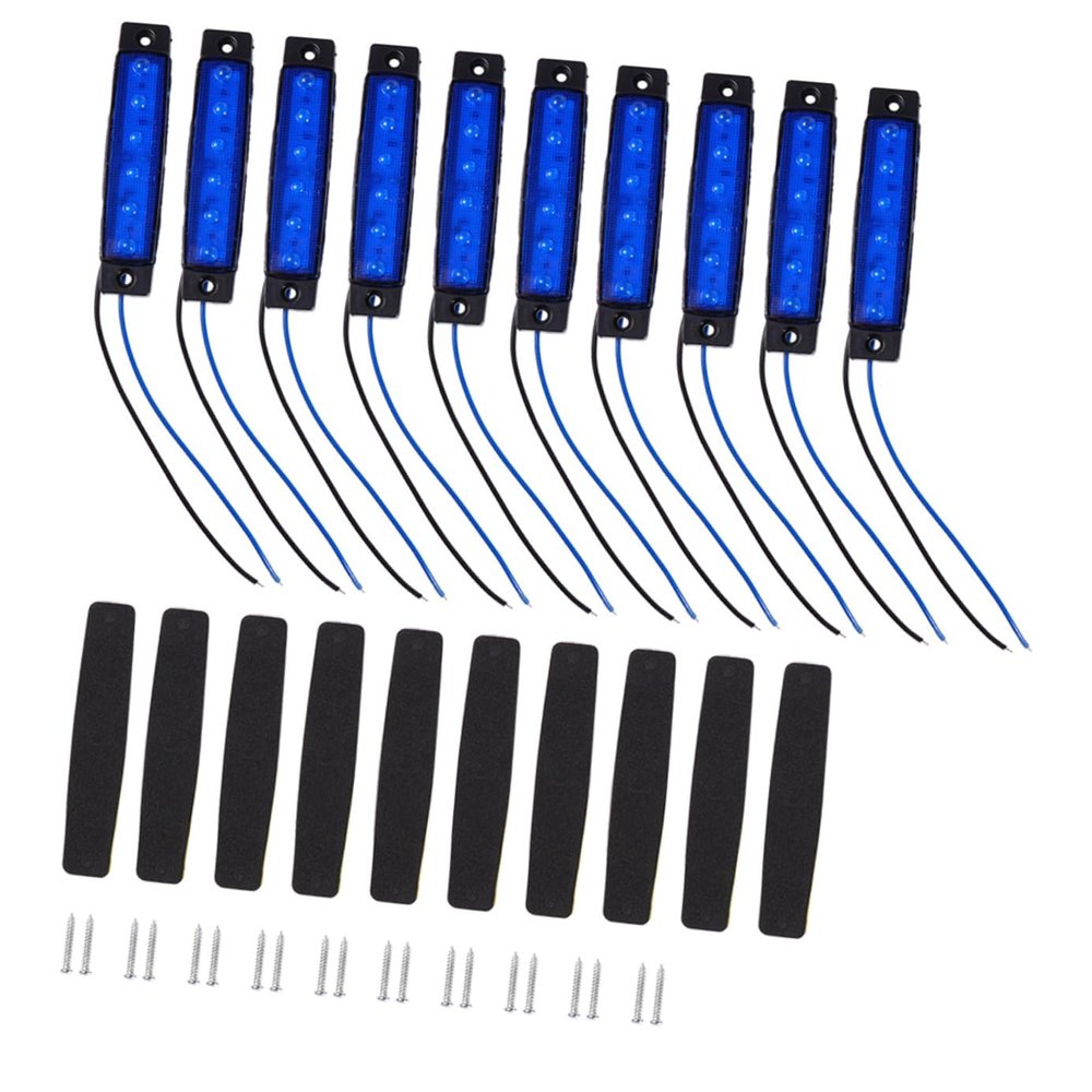 Alipis 12Pcs LED Side Light Kit Blue Plastic Lighting Tools for Truck Trailer Boat Easy to Install Durable Safe for Use