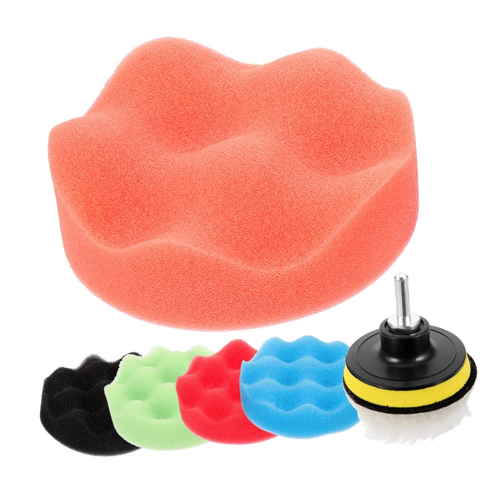 Luxshiny 1 Set Car Polishing Kit with Drill Buffer Attachment Sponge Pads for Waxing and Polishing Post for Easy Use Efficient for Car Detailing and Hard Coating Maintenance