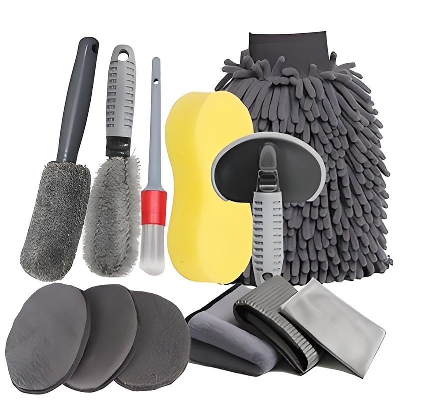 ZQLTQL Car Interior Cleaning Kit for Fiat 500e 2013 2013 2014 2015 2016 2017 2018 2019, Automobile Detailing Kit Interior Cleaner, Car Detailing Brushes, Vehicle Wash Cleaning Kit,B-12PCS