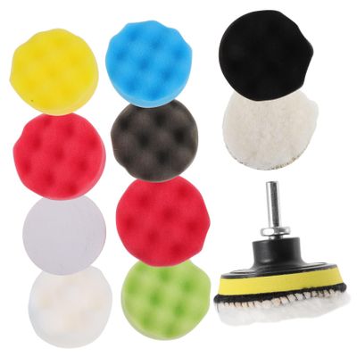 MUELODSIC 1set Polishing Pad Kit for Car Detailing Versatile Drill Buffer Attachment Flexible Washable Sponges for Waxing Glazing and Sealing Set