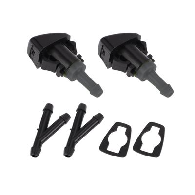 Edinstry Windshield Washer Nozzle No.4805742AB for Chrysler Town & Country 20082016, Dodge Grand Caravan, Ram C/V, Front Spray Jet with 2 Y Connectors, Black Plastic 1 Set