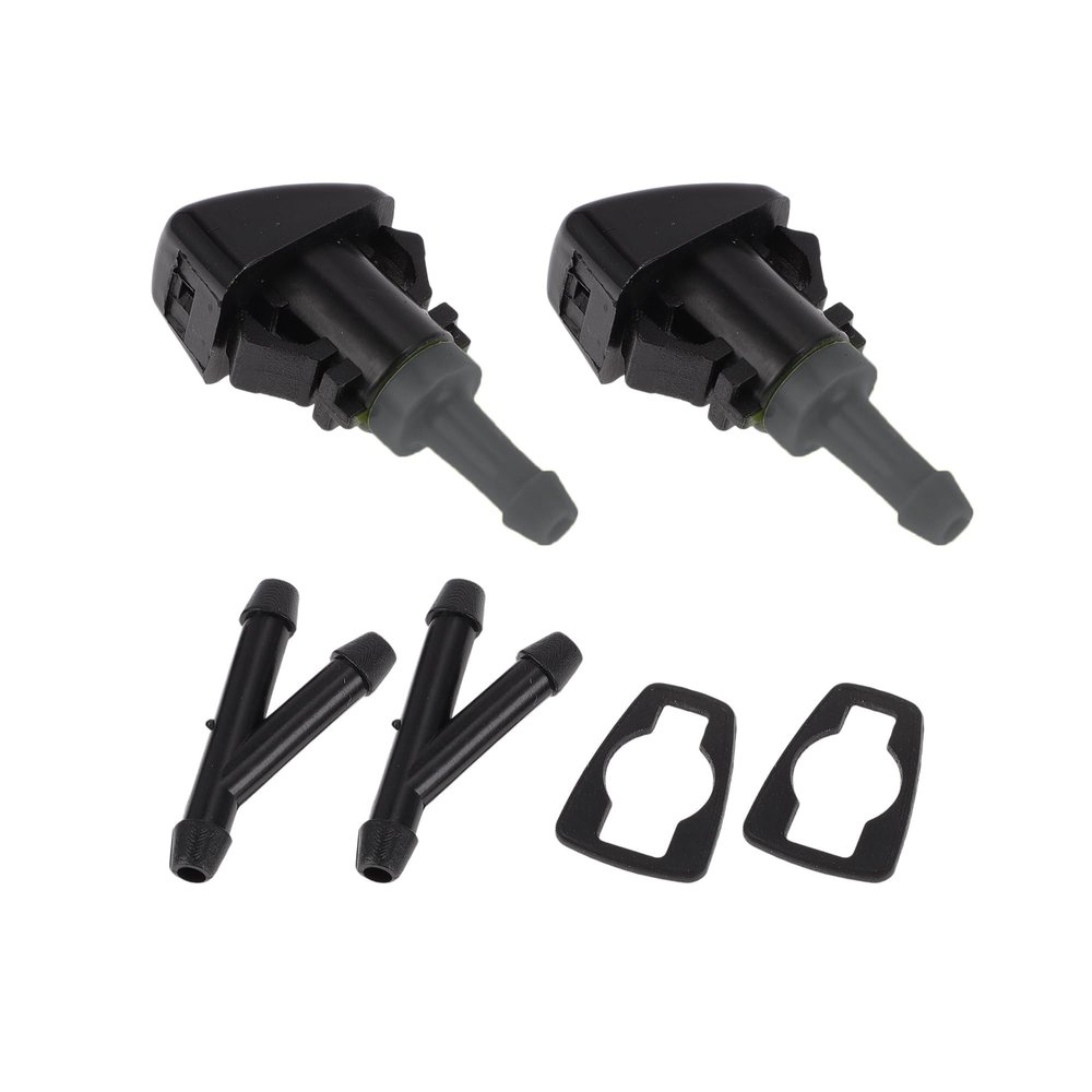 Edinstry Windshield Washer Nozzle No.4805742AB for Chrysler Town & Country 20082016, Dodge Grand Caravan, Ram C/V, Front Spray Jet with 2 Y Connectors, Black Plastic 1 Set