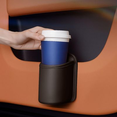 UHANBUT Leather Car Cup Holder, Hanging Automotive Back Seat Bottle Holders, Scratch-Resistant Vehicle Door Drink Holder, Clip-On Auto Organizer Accessories for Soda Cans, Coffee (Brown)