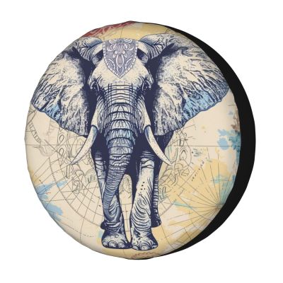 Foruidea Beautiful with Elephant Spare Tire Cover Dust-Proof Wheel Tire Cover Fit Trailer, RV, SUV and Many Vehicle 14 Inch