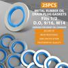25PCS Blue Metal/Rubber Drain Plug Gasket, Fits 1/2Do, 9/16, M14 Replace 097-025, 65269, 097-828CD, E0FZ-6734-A, E3DZ-6734-A, E9DZ-6734-B, F3DZ-6734-A, F77Z-6734-AB, ZZL0-10-403A (24.7x13.5mm) view 4