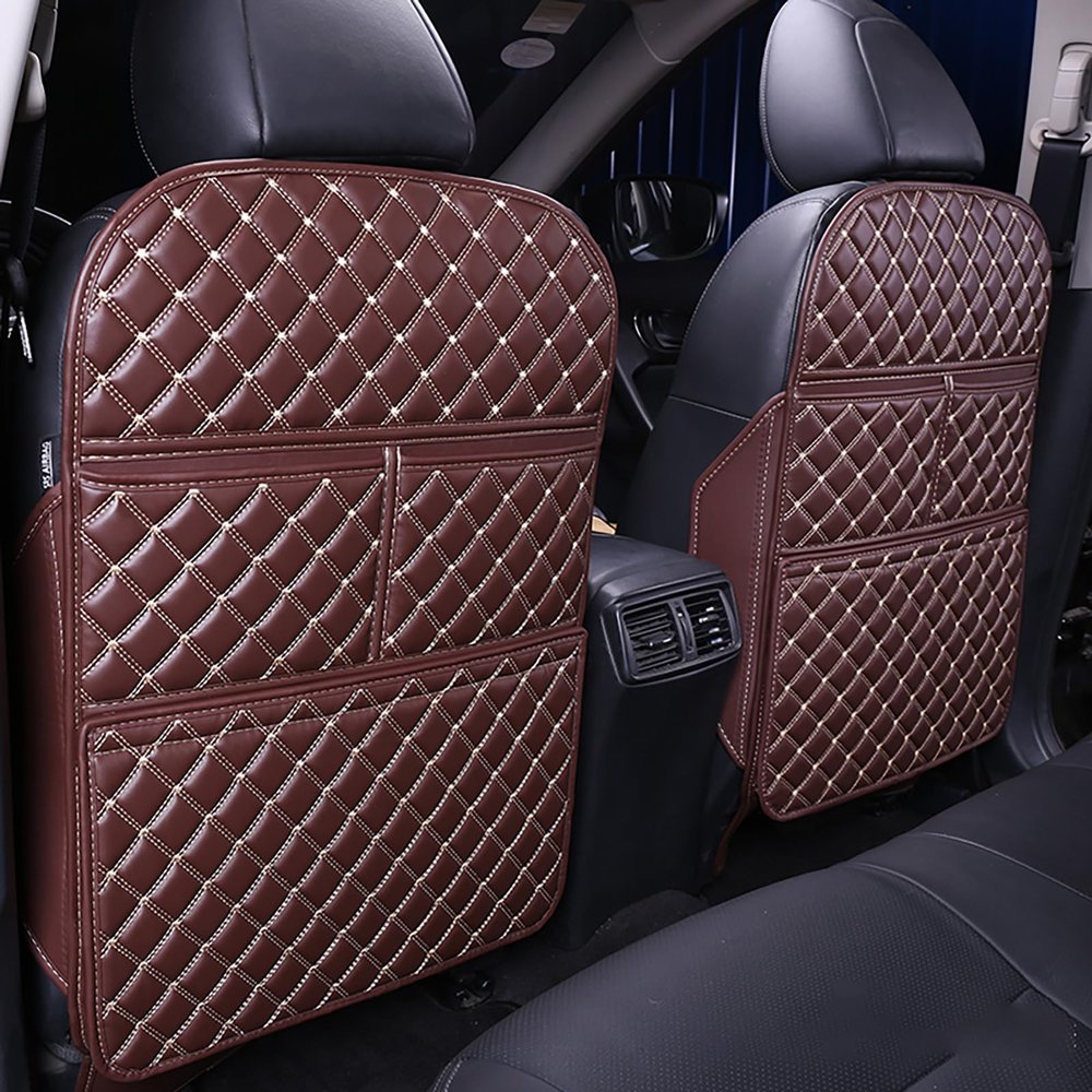 2 Pcs Car Seat Kick Mats Back Seat Protector for Mercedes Benz C-Class C180 C200 C220d C300 C300d C400 AMG C43/C63/C63S, Car Leather Kick Mats,Car Seat Back Protection Pad,Anti-Kick Scratch Resistant