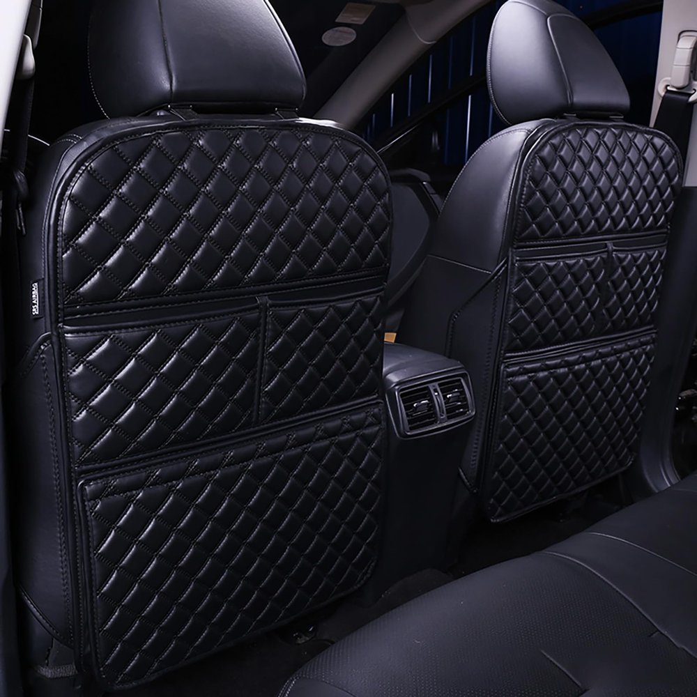 DJAISJNMC 2 Pcs Car Seat Kick Mats Back Seat Protector for Porsche Macan Electric/4 Electric/4S Electric/Turbo Electric, Car Leather Kick Mats,Car Seat Back Protection Pad,Anti-Kick Scratch Resistant