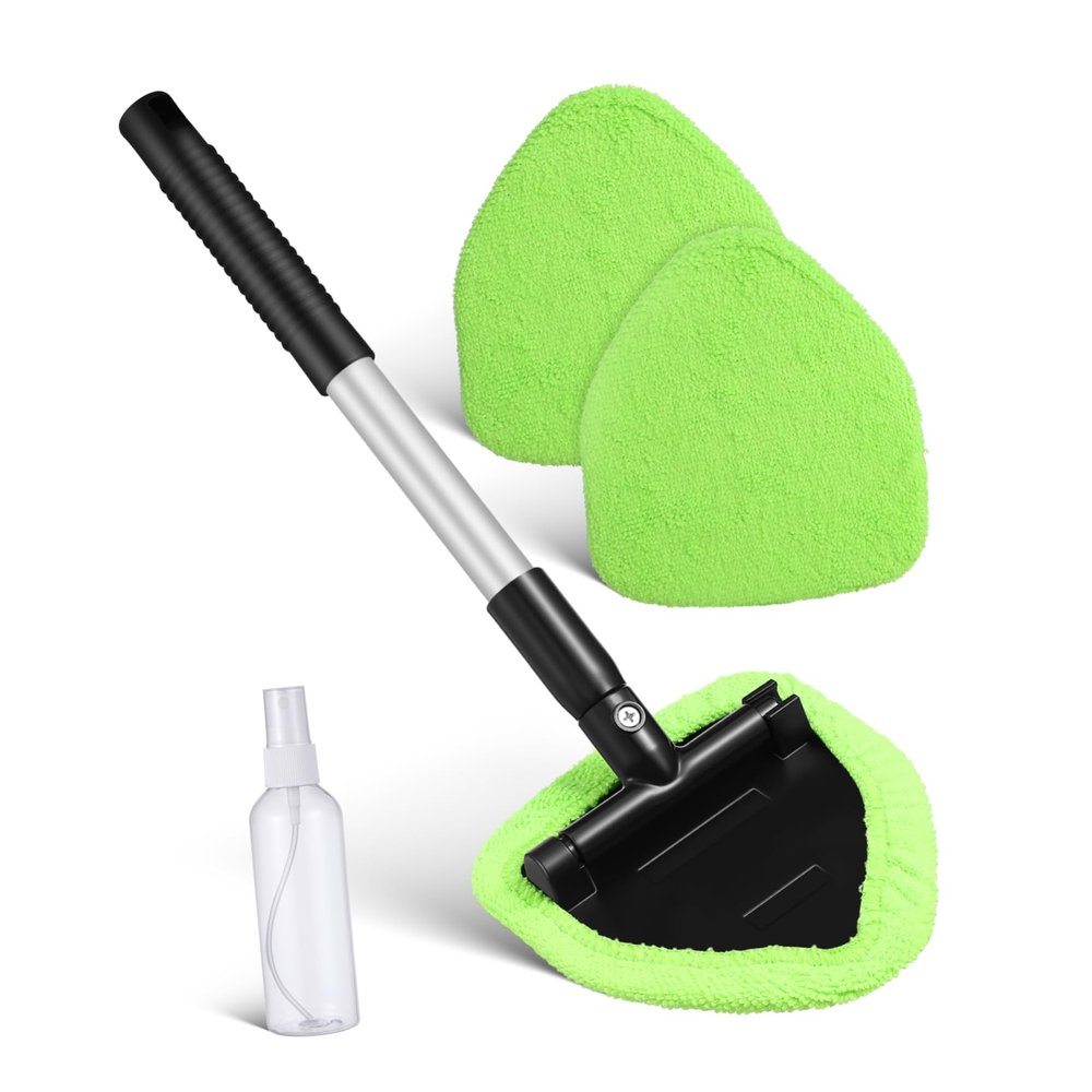 Alipis Extendable Windshield Cleaner with Soft Cloth Pads Non-slip Grip Car Window Defogger Brush Versatile Glass Cleaning Tool for Cars Suvs and Trucks