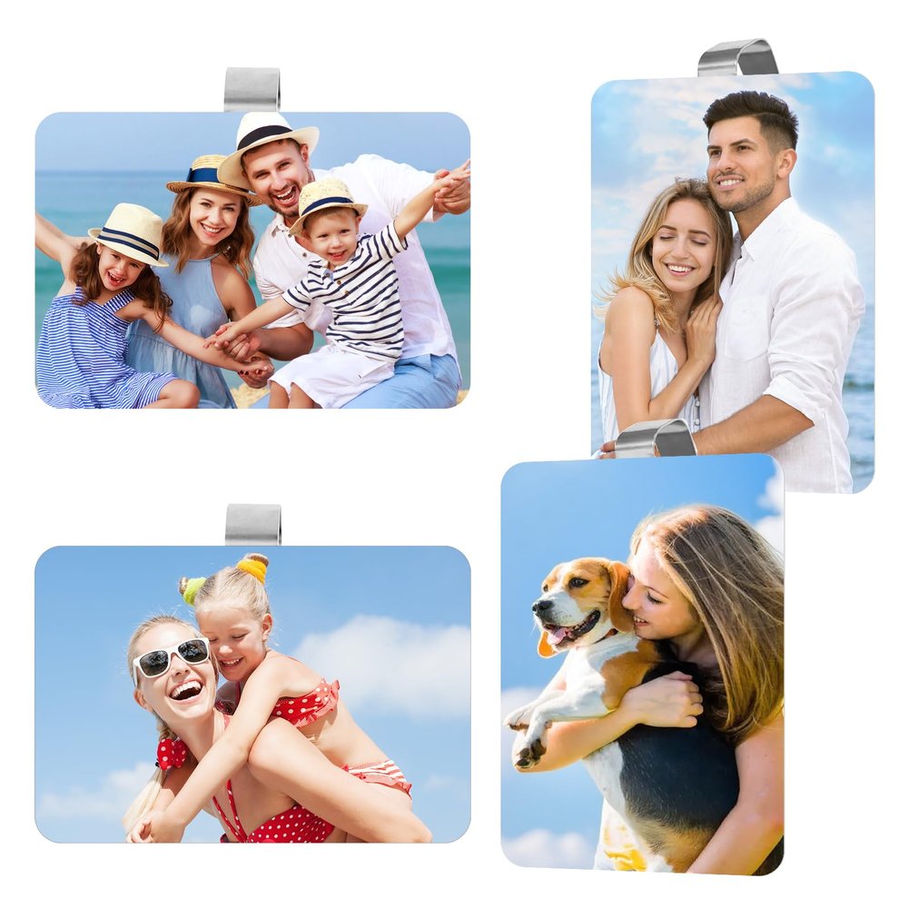 4 Pack Sublimation Car Visor Photo Clips, Blank PET Sun Visor Picture Frame, DIY Personalized Photo Holder for Car, Vertical & Horizontal Display, Unique Drive Safe Gift for Dad, Mom, Friends